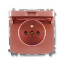 5519A-A02397 R2  Zásuvka jednonásobná s ochranným kolíkem, s clonkami, s víčkem, vřesová červená